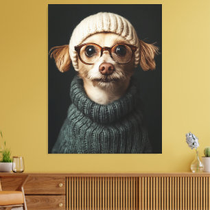 Stylish Dog in Cosy Outfit Canvas Print
