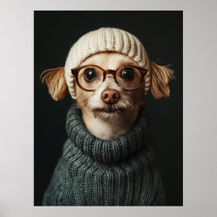 Stylish Dog in Cosy Outfit Poster