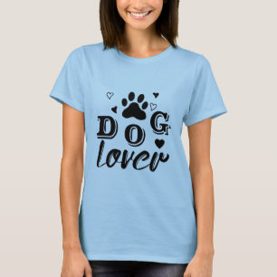 Stylish Dog Lover Design with Paw Print and Hearts T-Shirt