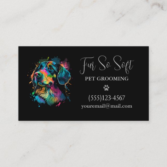 Stylish Dog Pet Grooming Service Business Card (Front)