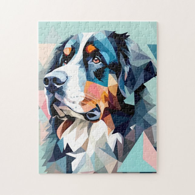 Stylish dog portrait bernese mountain jigsaw puzzle (Vertical)