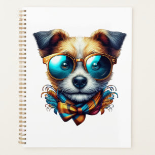 Stylish Dog With Glasses Colorful Modern Pet Art Planner