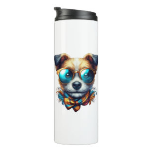 Stylish Dog With Glasses Colorful Modern Pet Art Thermal Tumbler