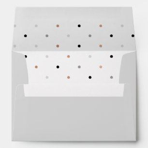 Stylish Dots   Grey with Faux Rose Gold and Black Envelopes