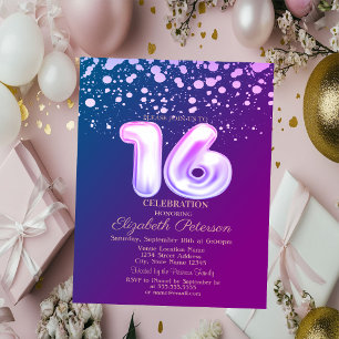 Stylish Dots,Violet Sweet 16  Invitation
