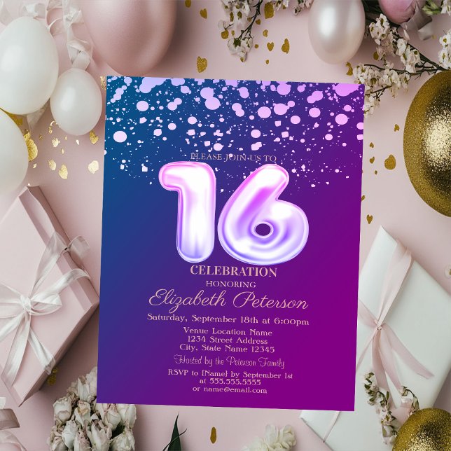 Stylish Dots,Violet Sweet 16  Invitation (Creator Uploaded)