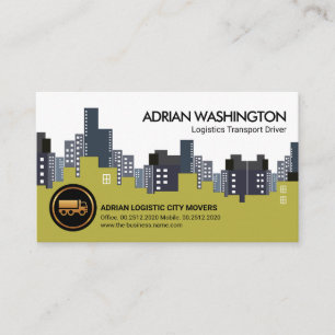 Stylish Downtown City Skyline Logistic Transport Business Card