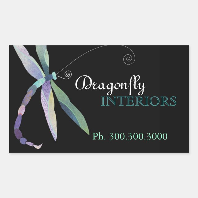 Stylish Dragonfly Business Promotional Rectangular Sticker (Front)