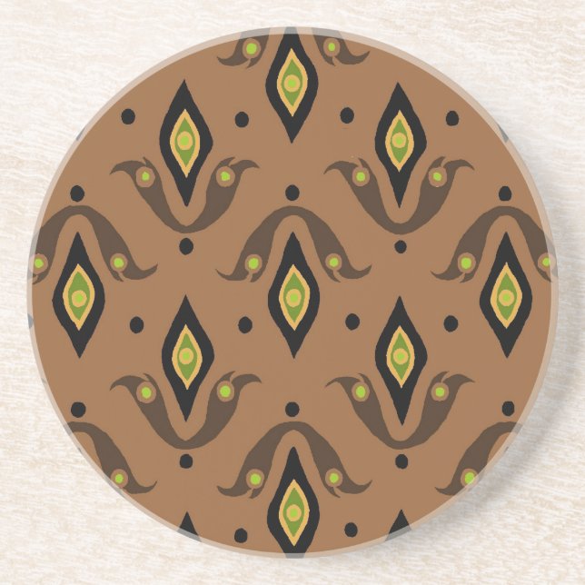 Stylish Drink Coaster, Brown, Black, Green Coaster (Front)