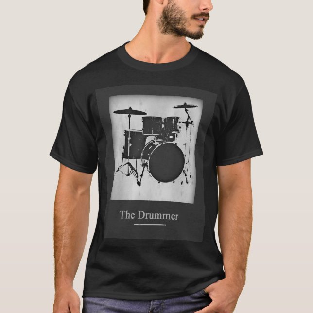 Stylish Drummer of the Rock Band T-Shirt (Front)