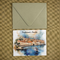 Stylish Dubrovnik Croatia Watercolor Painting