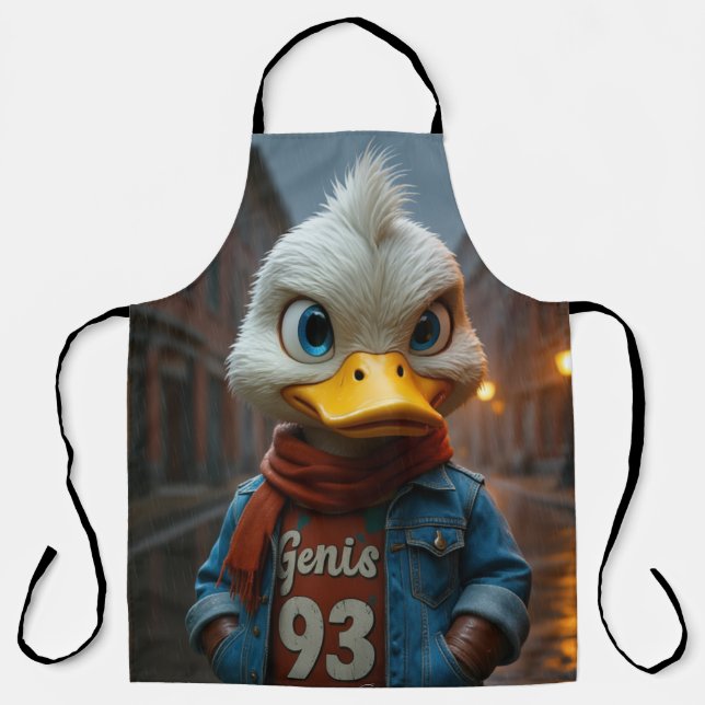 Stylish Duck in the City All-Over Print Apron (Front)