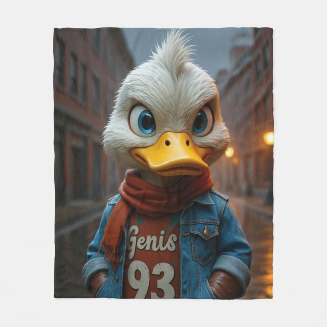 Stylish Duck in the City Fleece Blanket (Front)