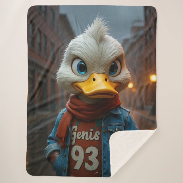 Stylish Duck in the City Sherpa Blanket (Front)