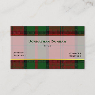 Stylish Dunbar Clan Plaid Custom Business Card
