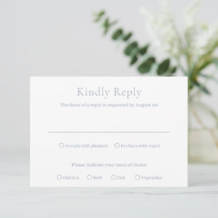 Stylish Dusty Blue Modern Wedding RSVP Card