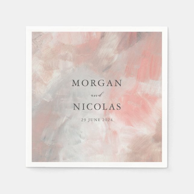 Stylish Dusty Coral Modern Abstract Wedding Napkin (Front)