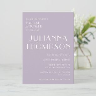 Stylish Dusty Lilac Art Deco Bridal Shower  Invitation