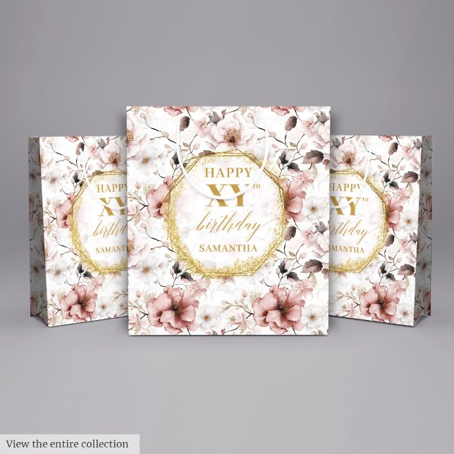 Stylish Dusty Pink Watercolor 70 Birthday Gift Bag (Stylish Dusty Pink Watercolor Birthday Gift Bag

)