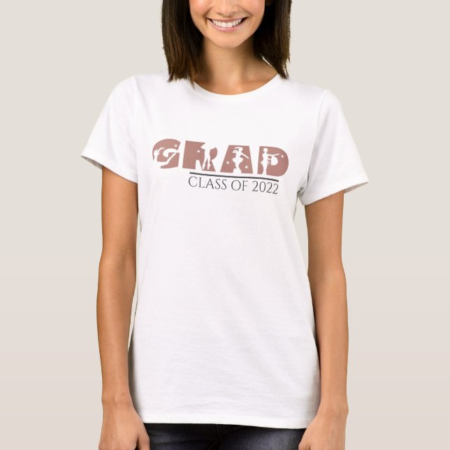 Stylish Dusty Rose Custom Text Dancing Graduation T-Shirt (Front)