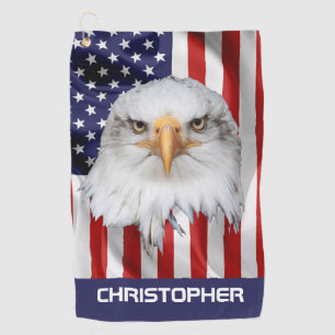 Stylish Eagle, The American Flag, Patriotic Golf Towel