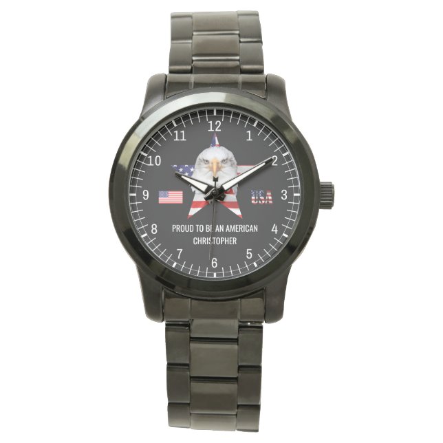 Stylish Eagle, The American Flag, Patriotic Watch (Front)