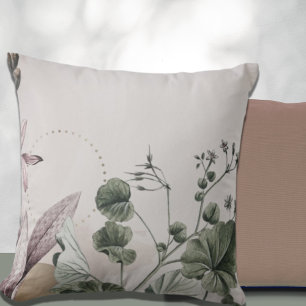 Stylish Earthy Botanical Print   Light Grey Cushion
