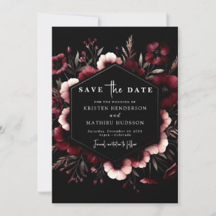 Stylish Earthy Burgundy Wedding Save The Date