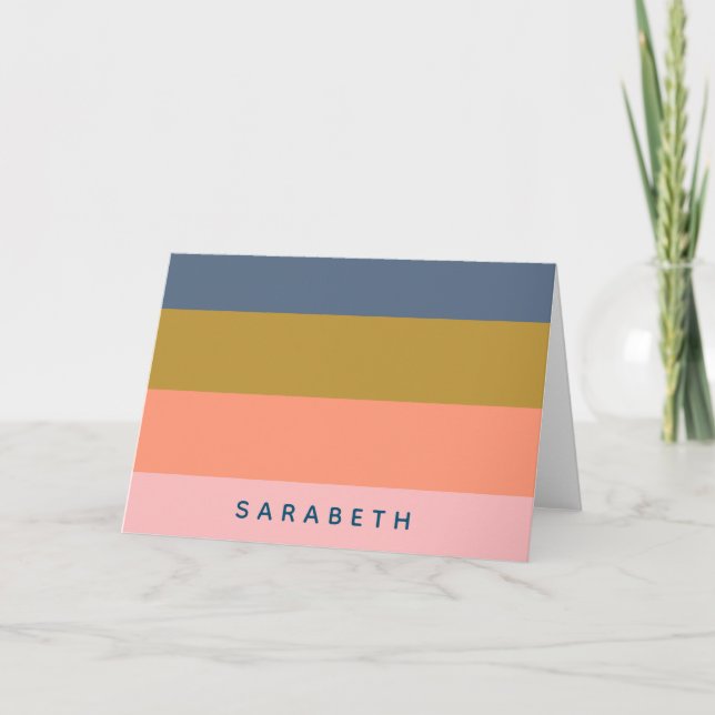 Stylish Earthy Modern Stripes Personalised Card (Front)