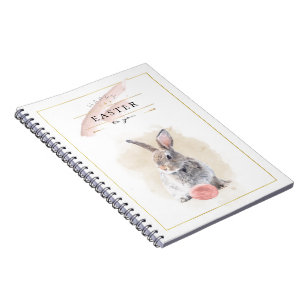Stylish Easter Bunny Happy Easter Watercolor Art Notebook