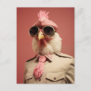 Stylish Easter Chicken Commander Holiday Postcard