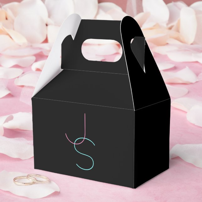 Stylish Editable Any Two Modern Looking Initials  Favour Box (Wedding)