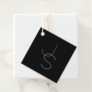 Stylish Editable Any Two Modern Looking Initials Favour Tags