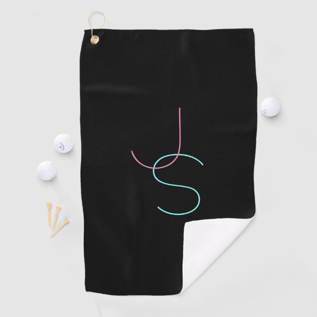 Stylish Editable Any Two Modern Looking Initials  Golf Towel (InSitu)