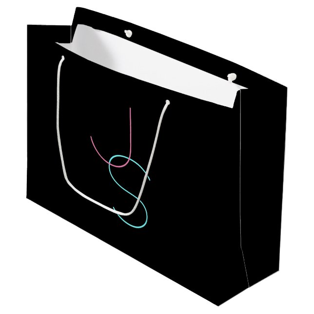 Stylish Editable Any Two Modern Looking Initials  Large Gift Bag (Front Angled)