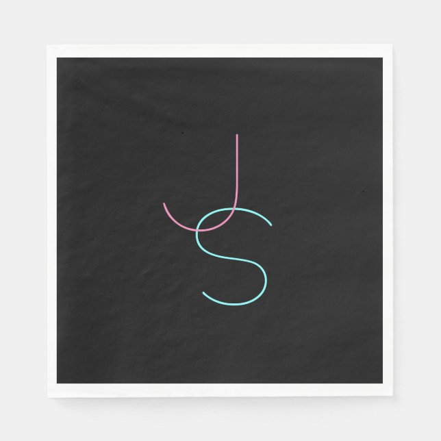 Stylish Editable Any Two Modern Looking Initials  Napkin (Front)