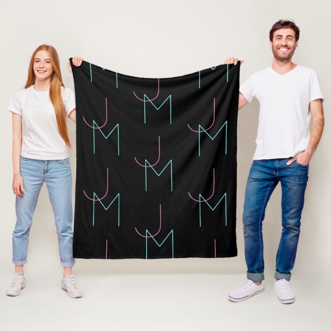Stylish Editable Any Two Modern Tiled Initials  Fleece Blanket (In Situ)