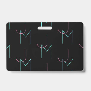 Stylish Editable Any Two Modern Tiled Initials ID Badge