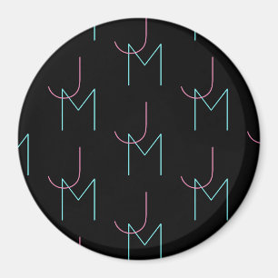 Stylish Editable Any Two Modern Tiled Initials Magnet