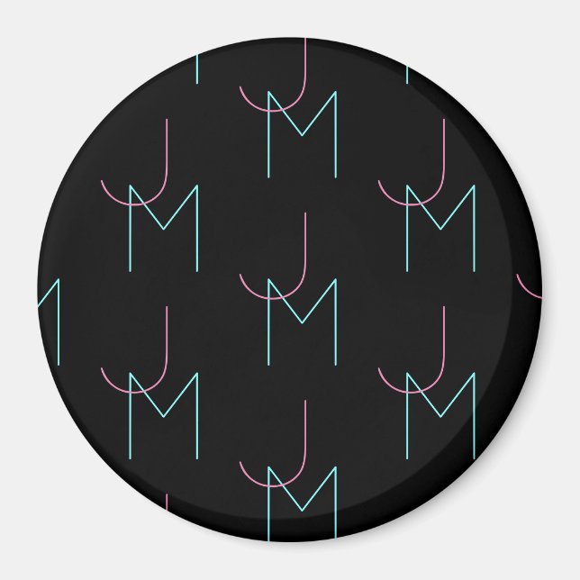 Stylish Editable Any Two Modern Tiled Initials  Magnet (Front)