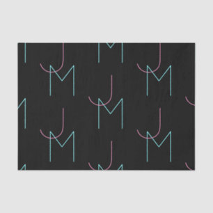 Stylish Editable Any Two Modern Tiled Initials  Tissue Paper