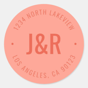 Stylish Editable Bold Monogram & Circular Text Classic Round Sticker