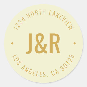 Stylish Editable Bold Monogram & Circular Text Classic Round Sticker