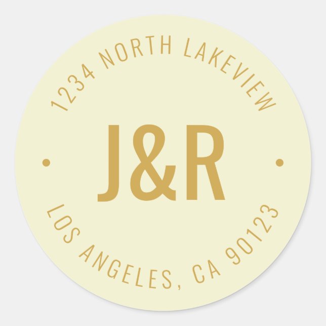 Stylish Editable Bold Monogram & Circular Text Classic Round Sticker (Front)