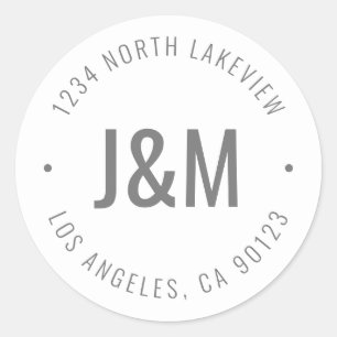 Stylish Editable Bold Monogram & Circular Text Classic Round Sticker