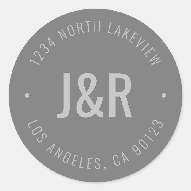 Stylish Editable Bold Monogram & Circular Text Classic Round Sticker (Front)