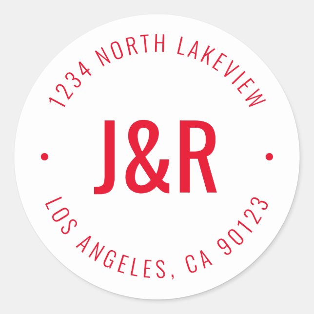 Stylish Editable Bold Monogram & Circular Text Classic Round Sticker (Front)