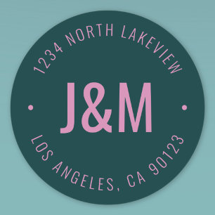 Stylish Editable Bold Monogram & Circular Text Classic Round Sticker