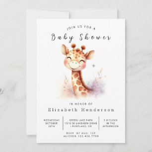 Stylish Editable Giraffe Baby Shower Invitation