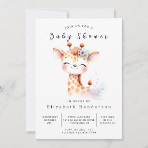 Stylish Editable Giraffe Baby Shower Invitation